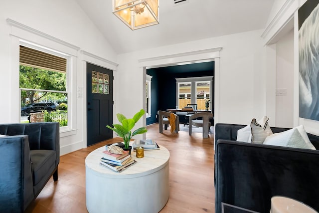 1543 Columbia St, Houston, TX 77008 - living room with vaulted ceiling, plenty of natural light, and light wood-style floors