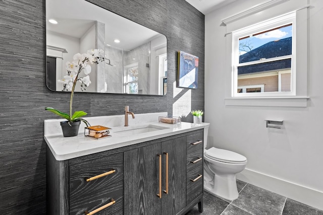 1543 Columbia St, Houston, TX 77008 - full bath featuring vanity, a shower stall, and tile patterned flooring