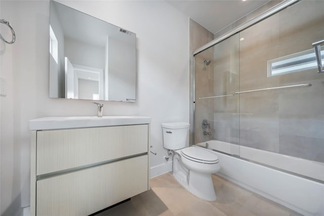 5509 Paraiso Pl, Houston, TX 77091 - full bathroom with enclosed tub / shower combo, vanity, and tile patterned floors