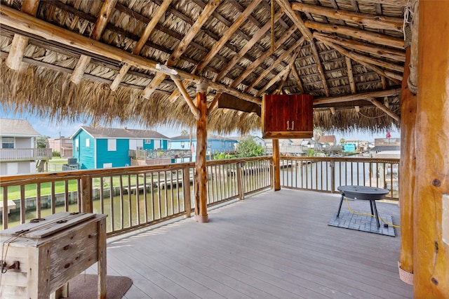 31 Lakeside Dr, Hitchcock, TX 77563 - deck featuring a gazebo, a water view, and a residential view