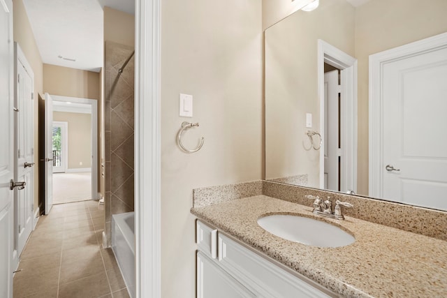 52 Tall Trl, Missouri City, TX 77459 - bathroom with vanity, tile patterned floors, and tub / shower combination