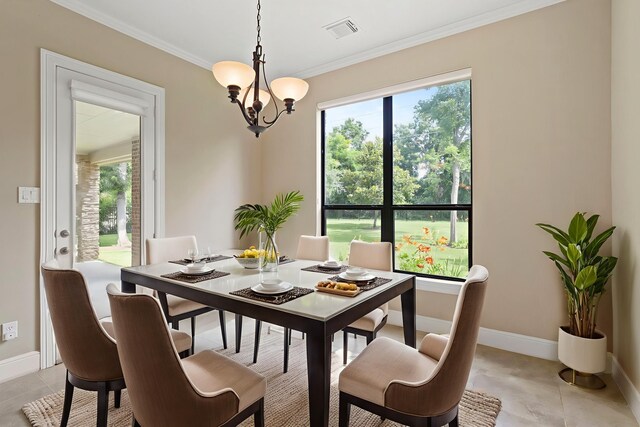 52 Tall Trl, Missouri City, TX 77459 - dining room featuring ornamental molding and a chandelier