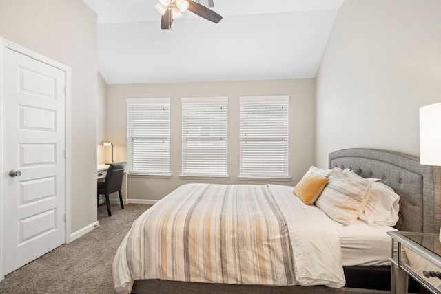 10118 Cypress Path, Missouri City, TX 77459 - carpeted bedroom featuring lofted ceiling and a ceiling fan