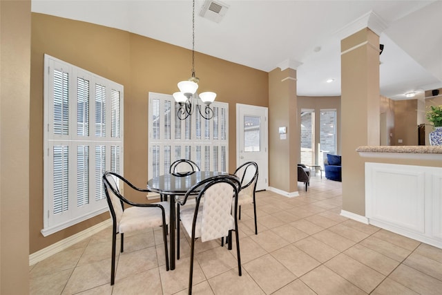 22710 Sierra Lake Ct, Katy, TX 77494 - dining space with a chandelier and light tile patterned flooring