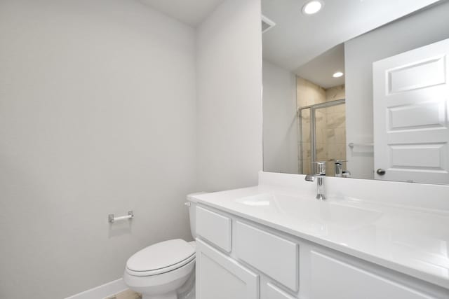 11138 Gardenia Creek Dr, Houston, TX 77044 - bathroom with a stall shower, vanity, and recessed lighting
