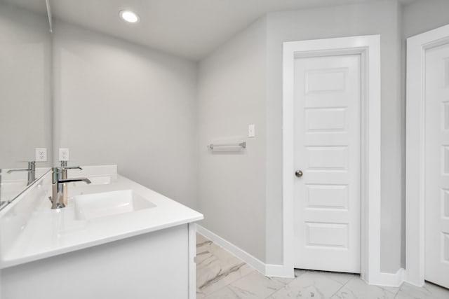 11138 Gardenia Creek Dr, Houston, TX 77044 - full bathroom with marble finish flooring, double vanity, and recessed lighting