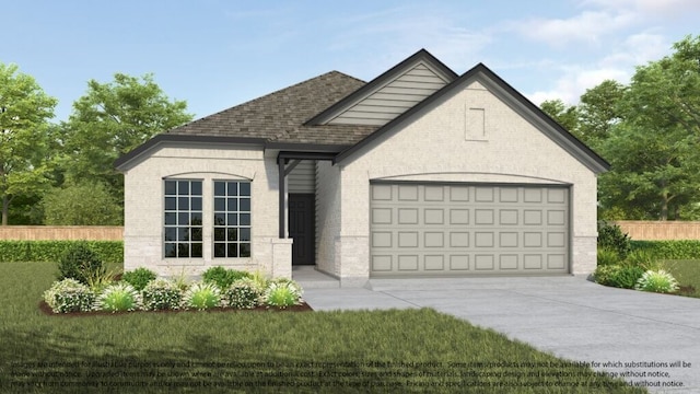 11138 Gardenia Creek Dr, Houston, TX 77044 - french provincial home with an attached garage, driveway, brick siding, and a shingled roof