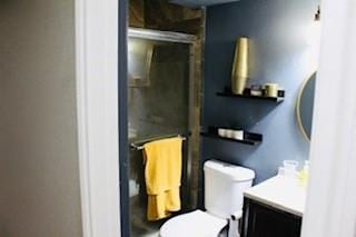 5923 Pine Needle Ln, Pasadena, TX 77505 - bathroom featuring vanity and a shower with shower door