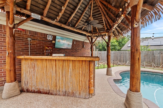 2802 Sandpebble Dr, Seabrook, TX 77586 - view of patio with a ceiling fan and a gazebo