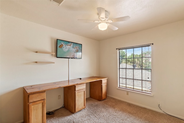 2802 Sandpebble Dr, Seabrook, TX 77586 - unfurnished office with ceiling fan and light colored carpet