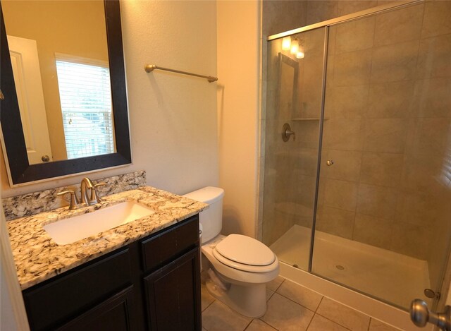 12248 Oxford Crescent Cir, Houston, TX 77082 - bathroom featuring a shower stall, tile patterned flooring, and vanity