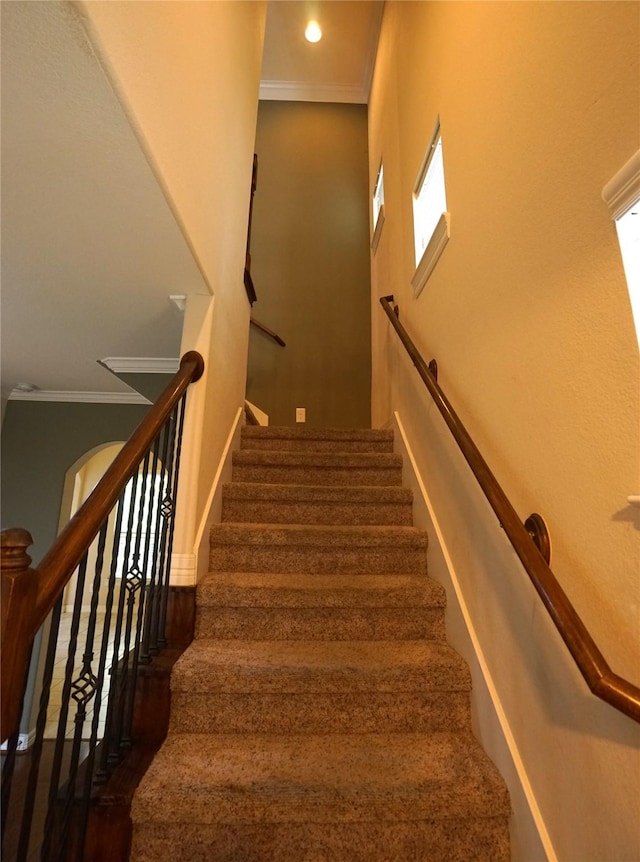 12248 Oxford Crescent Cir, Houston, TX 77082 - stairway with baseboards and ornamental molding
