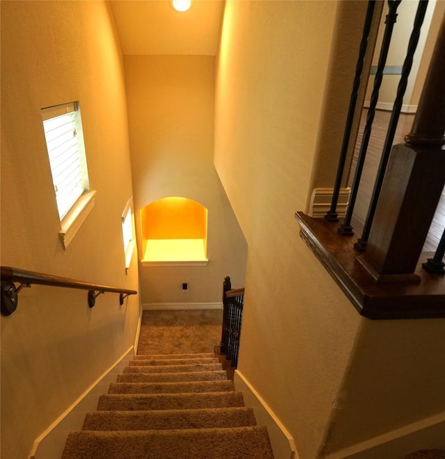 12248 Oxford Crescent Cir, Houston, TX 77082 - stairway featuring a towering ceiling and baseboards