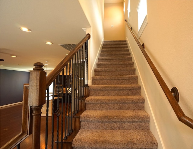 12248 Oxford Crescent Cir, Houston, TX 77082 - stairway with recessed lighting and wood finished floors