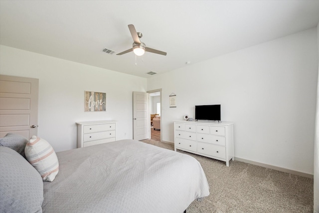 7714 Cattleman Valley Dr, Rosharon, TX 77583 - bedroom with light colored carpet and ceiling fan