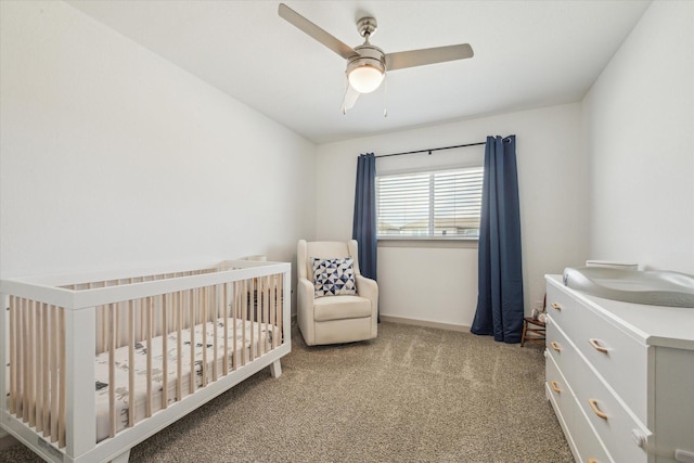 7714 Cattleman Valley Dr, Rosharon, TX 77583 - carpeted bedroom featuring a nursery area and a ceiling fan