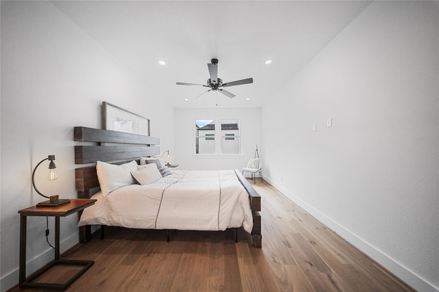 1124 Hogan St, Houston, TX 77009 - bedroom with wood finished floors, recessed lighting, and ceiling fan
