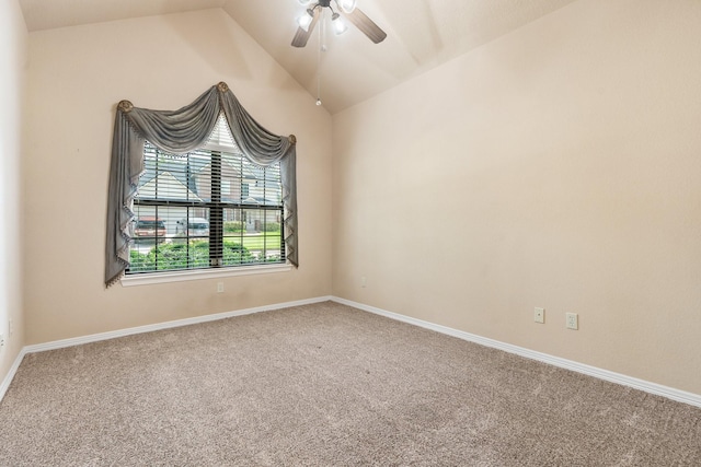 13727 Fountainview Dr, Montgomery, TX 77356 - carpeted spare room featuring vaulted ceiling and ceiling fan