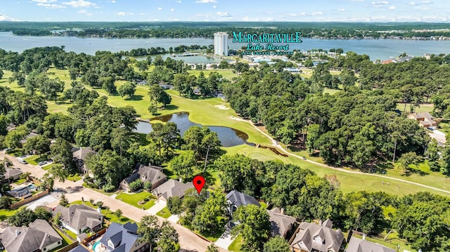13727 Fountainview Dr, Montgomery, TX 77356 - aerial view of property and surrounding area with a large body of water and nearby suburban area
