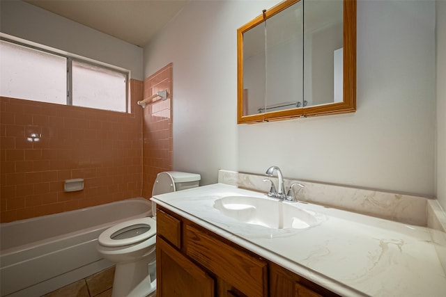 3007 Cloverdale, League City, TX 77573 - bathroom with vanity, tub / shower combination, and tile patterned flooring