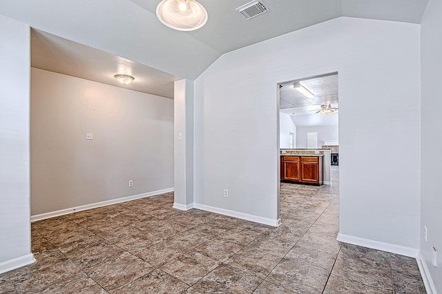 11230 Chelsea Oak St, Houston, TX 77065 - empty room featuring lofted ceiling and ceiling fan