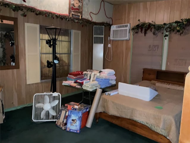 404 Svoboda St, Yoakum, TX 77995 - dining area with a heating unit, wooden walls, and a wall mounted air conditioner