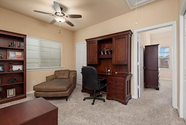 1774 Aden Dr, Houston, TX 77003 - office space with attic access, light carpet, and a ceiling fan