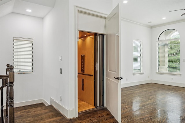 5411 Gibson St, Houston, TX 77007 - hallway featuring dark wood finished floors and recessed lighting
