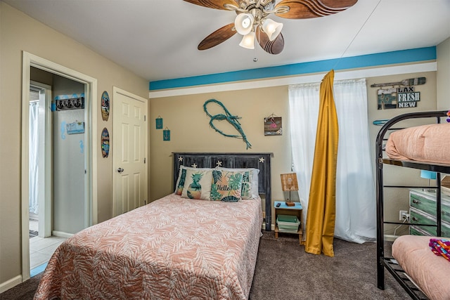 1315 40th St, Rear, Galveston, TX 77550 - bedroom featuring carpet and a ceiling fan