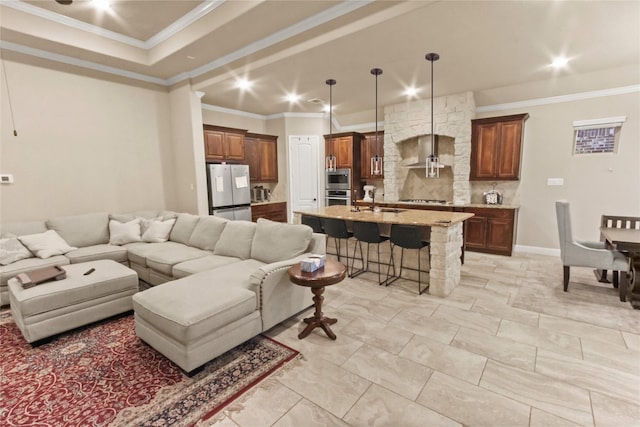 31428 Longwood Park Ln, Spring, TX 77386 - living room featuring crown molding