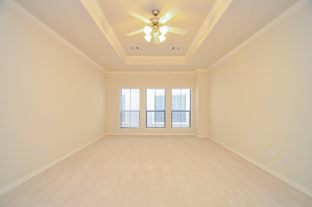 11611 Royal Oaks Vw, Houston, TX 77082 - unfurnished room with a raised ceiling, ceiling fan, light carpet, and ornamental molding