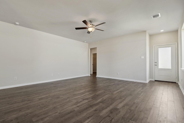 16434 Blossom Grove Dr, Conroe, TX 77303 - empty room featuring ceiling fan, dark wood finished floors, a smoke detector, and recessed lighting