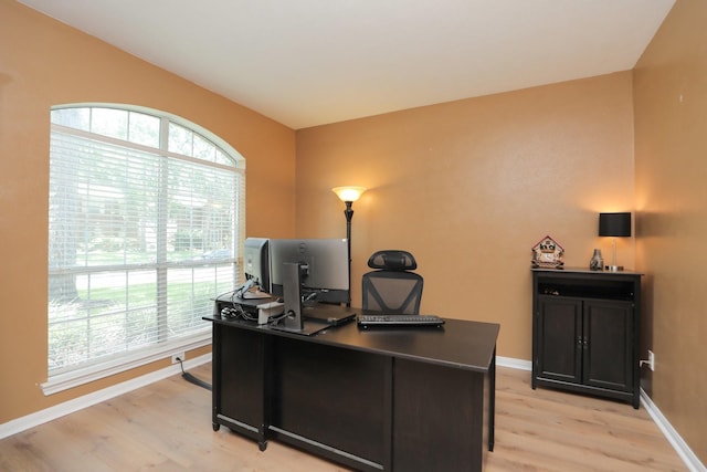 15802 Aberdeen Trails Dr, Houston, TX 77095 - home office featuring light wood-style flooring and baseboards