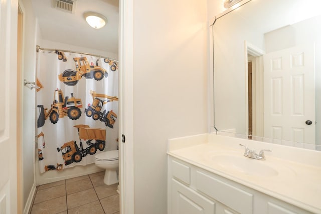 15802 Aberdeen Trails Dr, Houston, TX 77095 - bathroom with vanity, tile patterned floors, and a shower with shower curtain