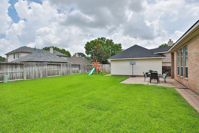 15802 Aberdeen Trails Dr, Houston, TX 77095 - fenced backyard with a playground and a patio