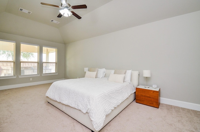 27522 Blackstone Canyon Ln, Katy, TX 77494 - carpeted bedroom featuring vaulted ceiling and ceiling fan