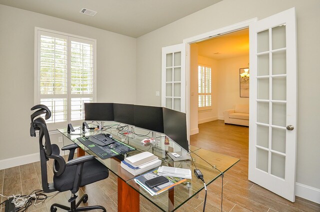 27522 Blackstone Canyon Ln, Katy, TX 77494 - office space featuring wood finished floors and french doors