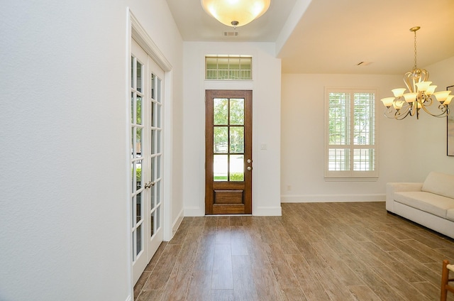 27522 Blackstone Canyon Ln, Katy, TX 77494 - entryway featuring wood finished floors, plenty of natural light, and a chandelier