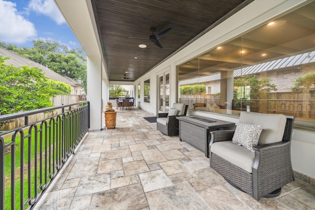 8304 Maple Ct, Bellaire, TX 77401 - view of patio / terrace featuring french doors, ceiling fan, and outdoor dining area