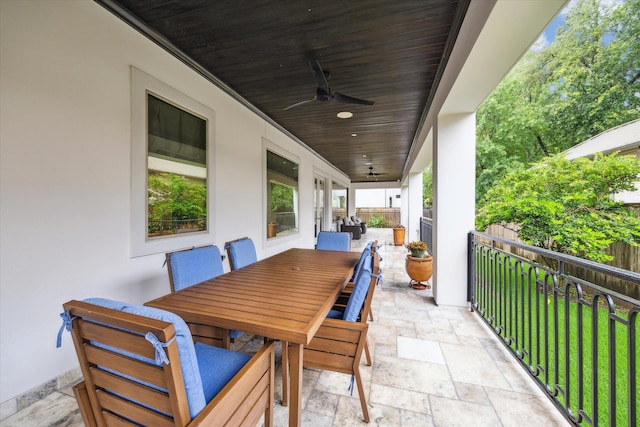 8304 Maple Ct, Bellaire, TX 77401 - view of patio / terrace featuring ceiling fan and outdoor dining area