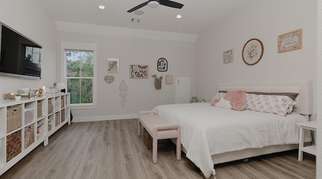 27003 Hidden Grove Landing Dr, Spring, TX 77386 - bedroom with wood finished floors, recessed lighting, and a ceiling fan