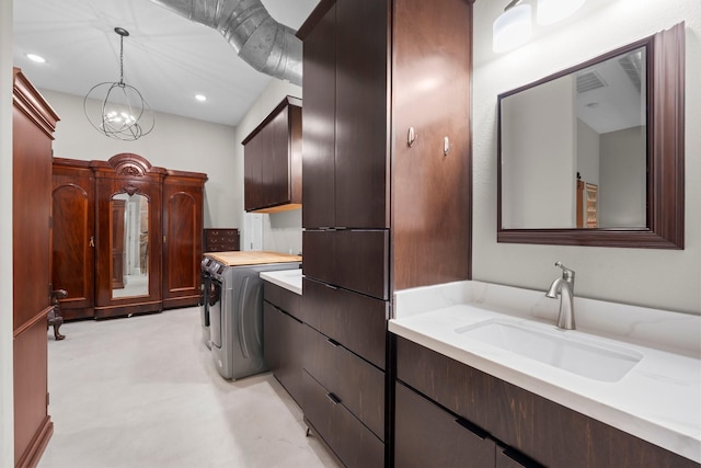 43 Windmill Dr, Hempstead, TX 77445 - laundry area featuring cabinet space, washer and clothes dryer, and recessed lighting