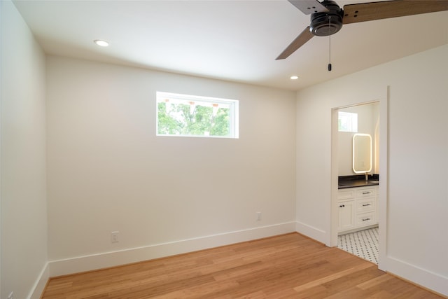 1037 Rutland St, Houston, TX 77008 - unfurnished room with light wood-style floors, a ceiling fan, and recessed lighting