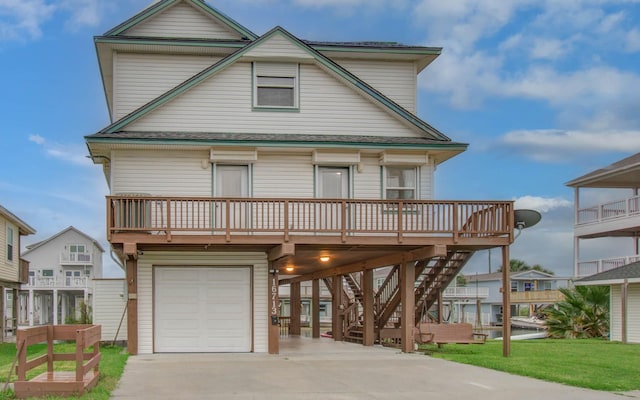16713 Kingston Way, Jamaica Beach, TX 77554 - raised beach house with a carport, a garage, concrete driveway, and stairway