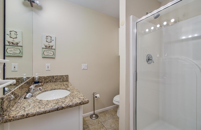 16713 Kingston Way, Jamaica Beach, TX 77554 - full bathroom featuring vanity, a shower stall, and tile patterned floors