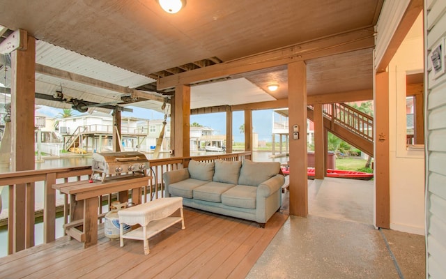 16713 Kingston Way, Jamaica Beach, TX 77554 - deck with stairs, outdoor lounge area, and area for grilling