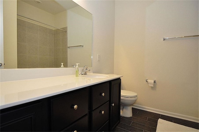 15619 Hanover Breeze Ln, Houston, TX 77044 - bathroom with vanity, wood tiled floors, and a shower