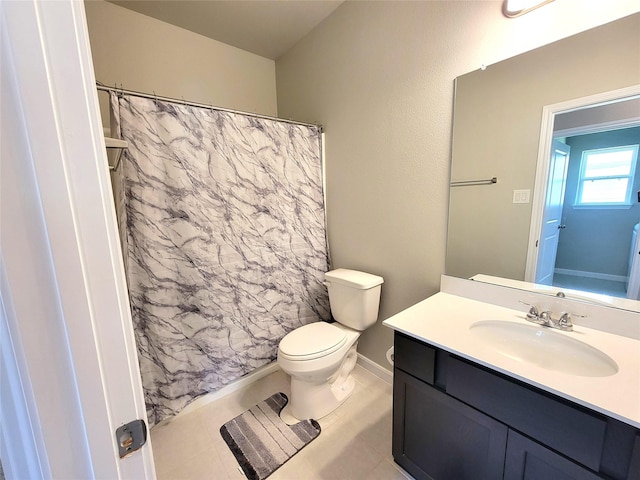 2320 Cedar Place Dr, Conroe, TX 77306 - bathroom with vanity, tile patterned flooring, and a shower with shower curtain