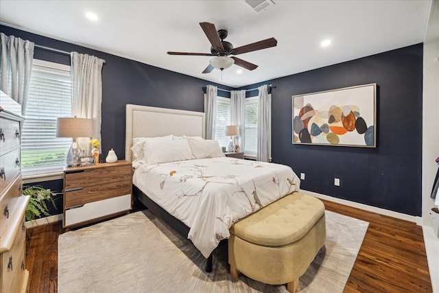 6210 Darnell St, Houston, TX 77074 - bedroom with wood finished floors, recessed lighting, and ceiling fan