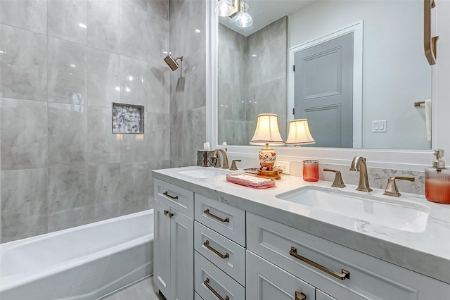 4622 Banning Dr, Houston, TX 77027 - bathroom with double vanity and tub / shower combination